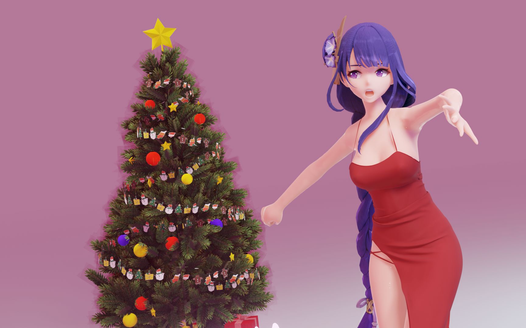 [图]MMD Realistic - Genshin Impact - Raiden Shogun - Merry Christmas