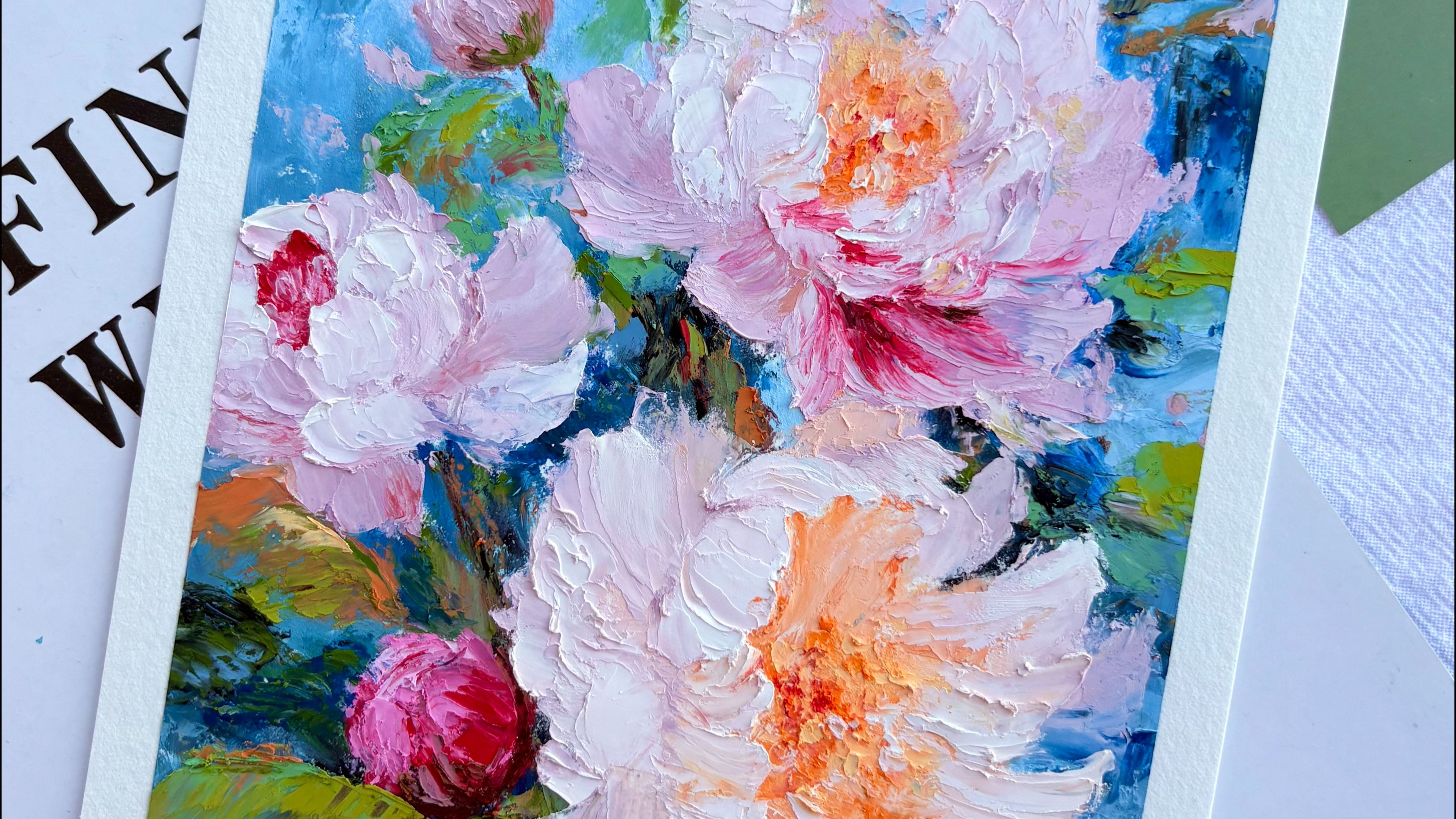 油画棒|花开富贵,来个刮刀版牡丹