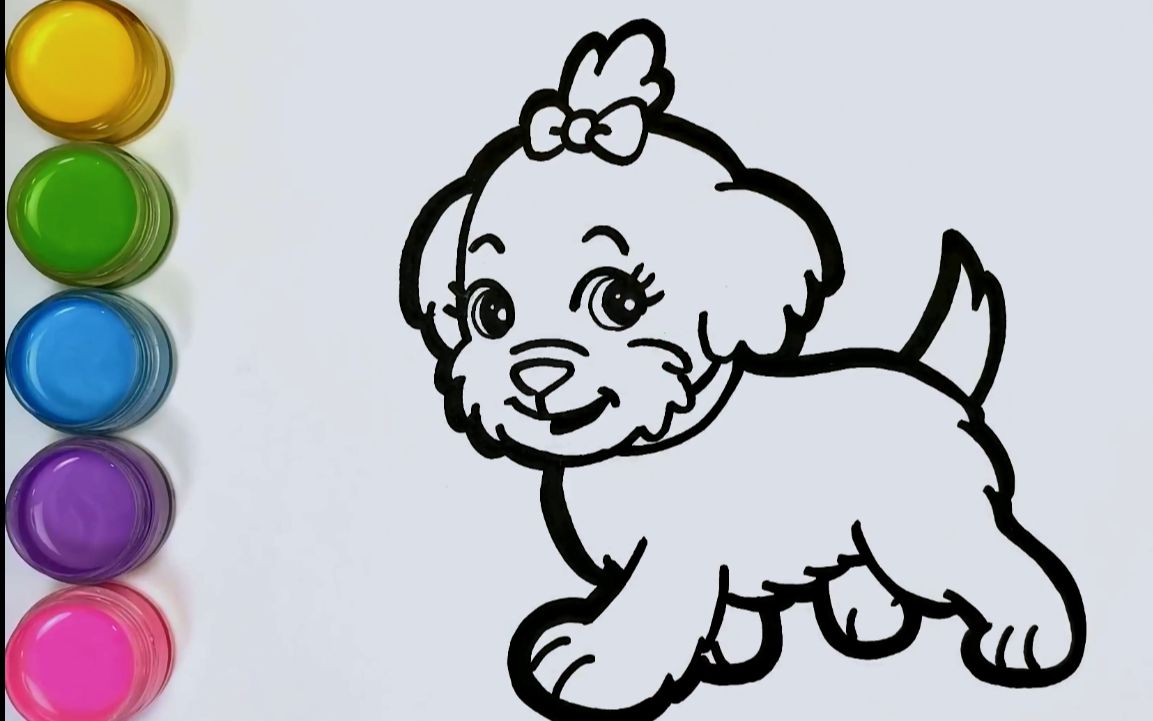 【儿童简笔画】绘画与着色可爱小狗教程_哔哩哔哩 (゜-゜)つロ 干杯