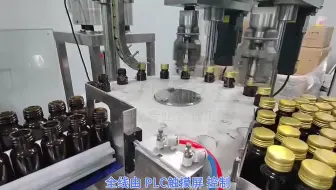 5000瓶/小时_50ml螺口玻璃瓶水口服液体灌装封口扎盖生产线实拍