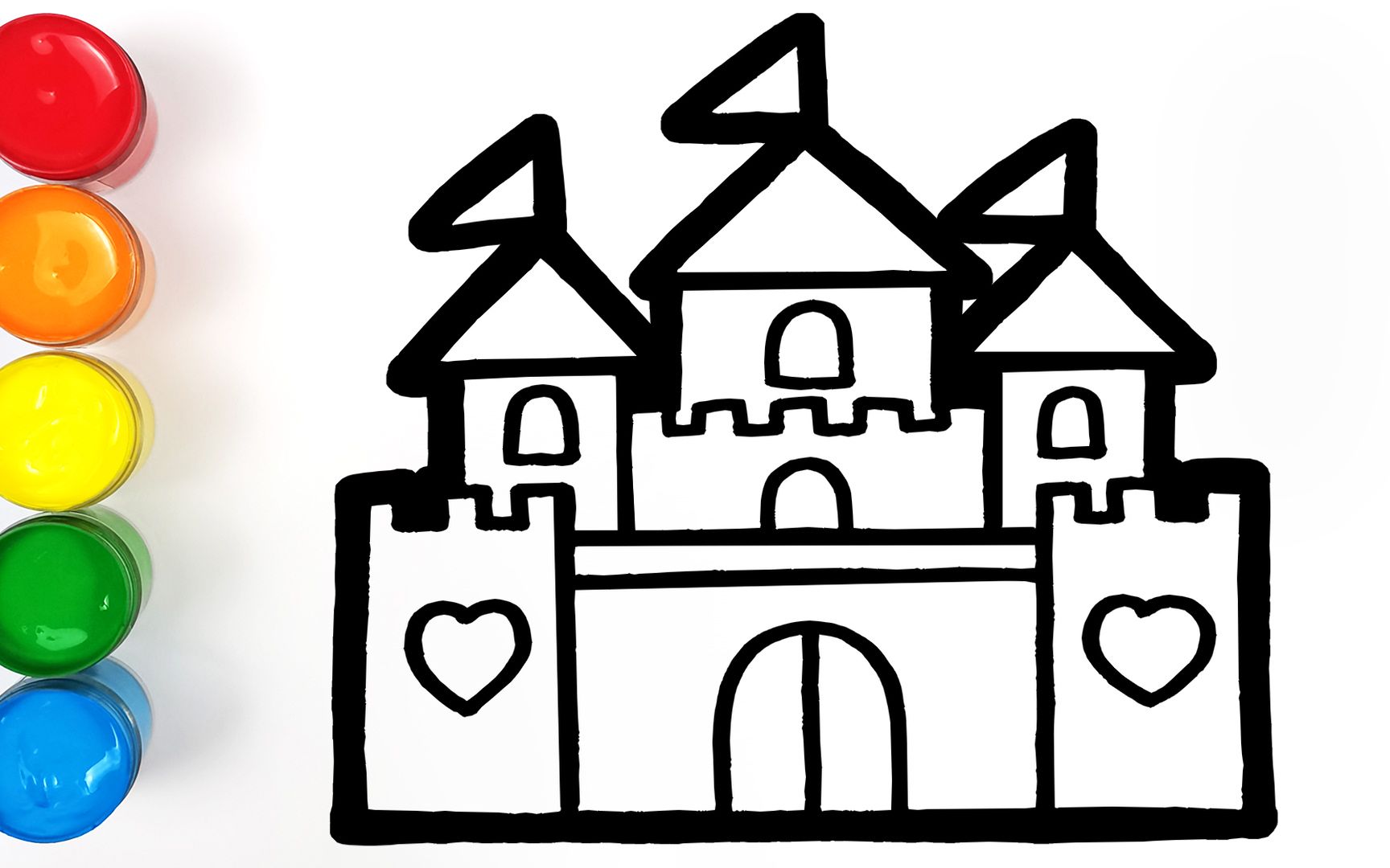 趣味填色儿童简笔画 如何画一座豪华的迪士尼童话城堡 烟花太美啦