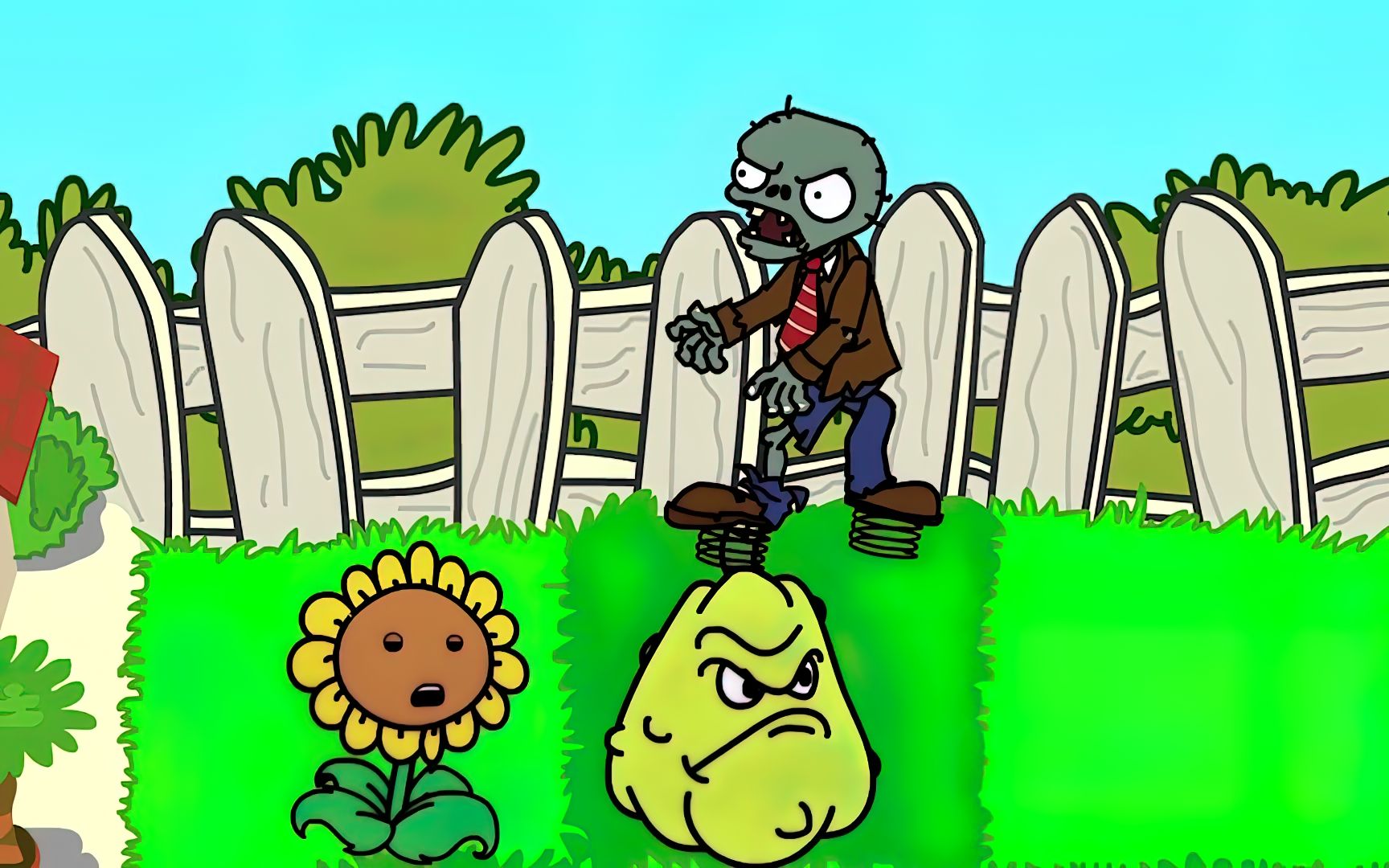 植物大战僵尸搞笑动画,弹簧僵尸太威猛