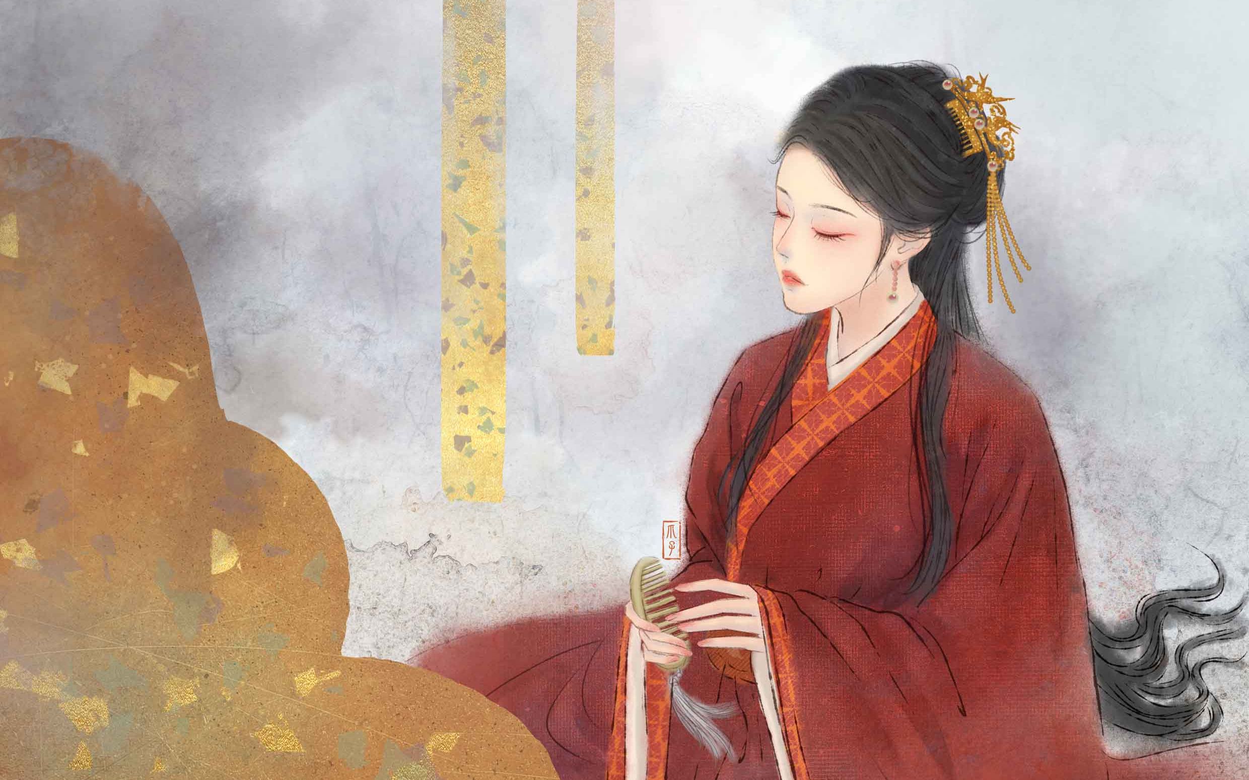 ps板绘古风美人诗经系列硕人