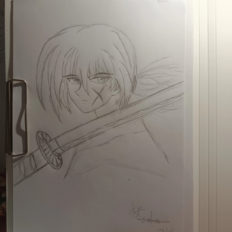 好久没更新了,今天随便画一下(浪客剑心老tv形象)