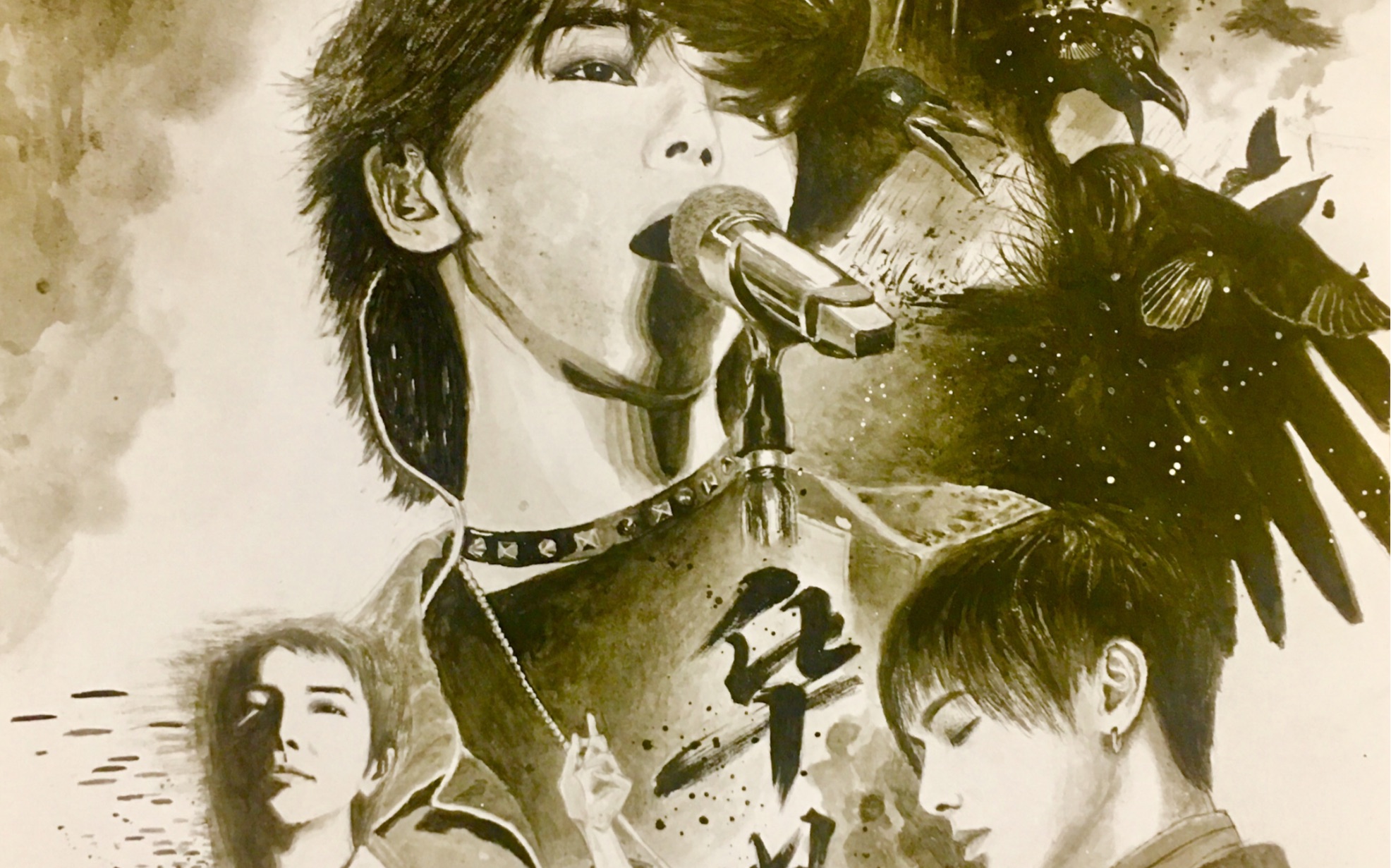 水彩手绘华晨宇《寒鸦少年》概念海报(倾情系列!)而立之年,王者归来!