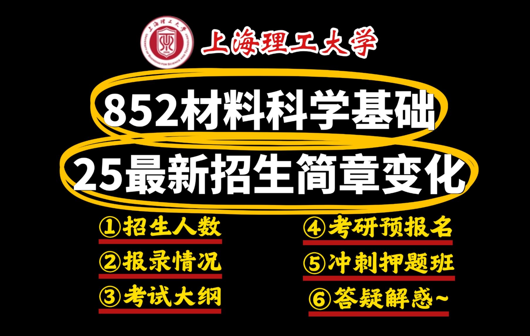 [图]【25招生简章】上海理工大学材料852材料科学基础招生简章变化与解读