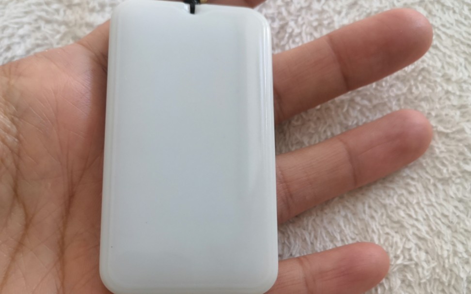 和田玉白玉平安无事牌,大尺寸,高6.8厘米,宽3.