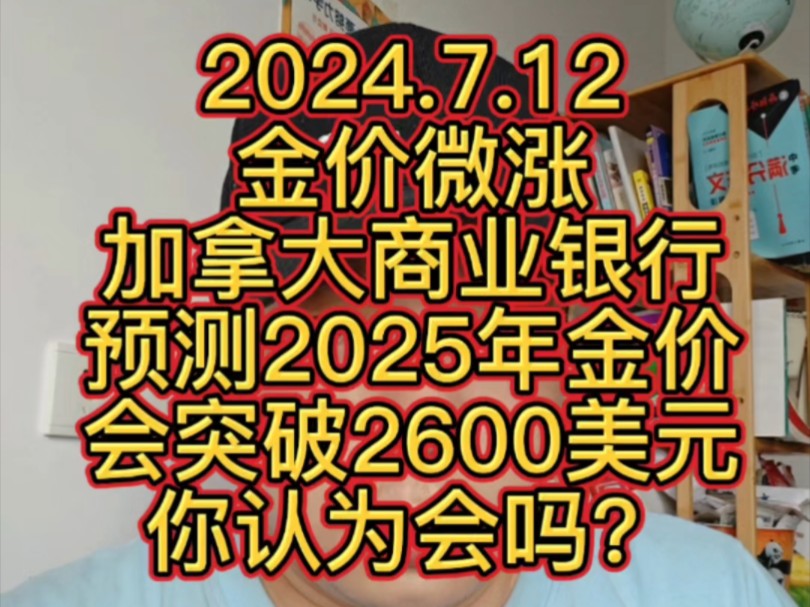 2024.7.12 金价微涨 加拿大商业银行预测2025年金价会突破2600美元,你认为会吗?哔哩哔哩bilibili