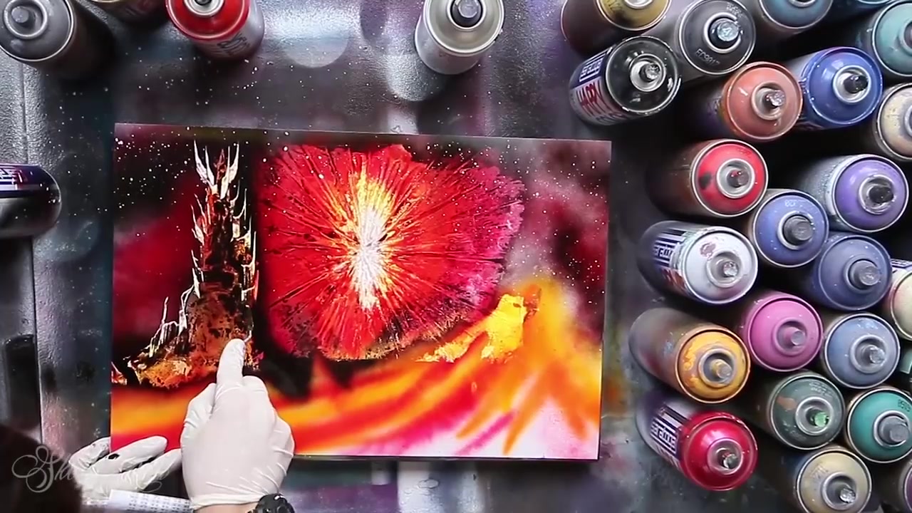 超酷炫的喷漆画1分40秒开始高能