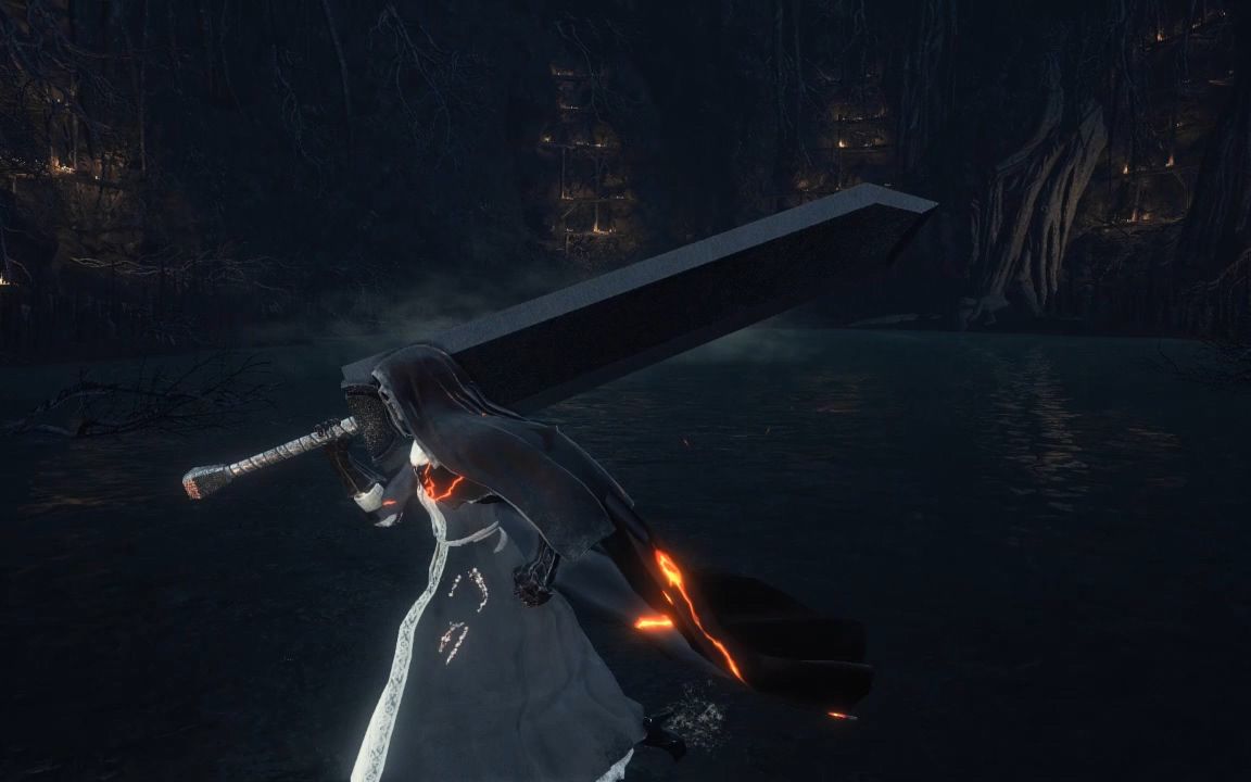 黑暗之魂3 灰烬燃烧mod魔改版 斩火剑(外挂剑)华丽连招演示.