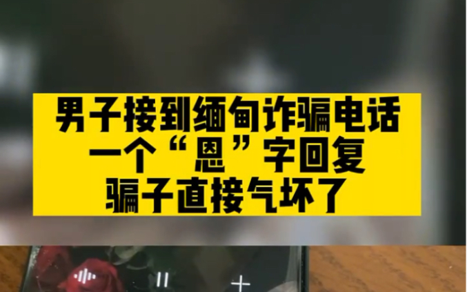 男子接到缅甸诈骗电话,一个的“嗯”字回复,骗子直接气坏了!哔哩哔哩bilibili