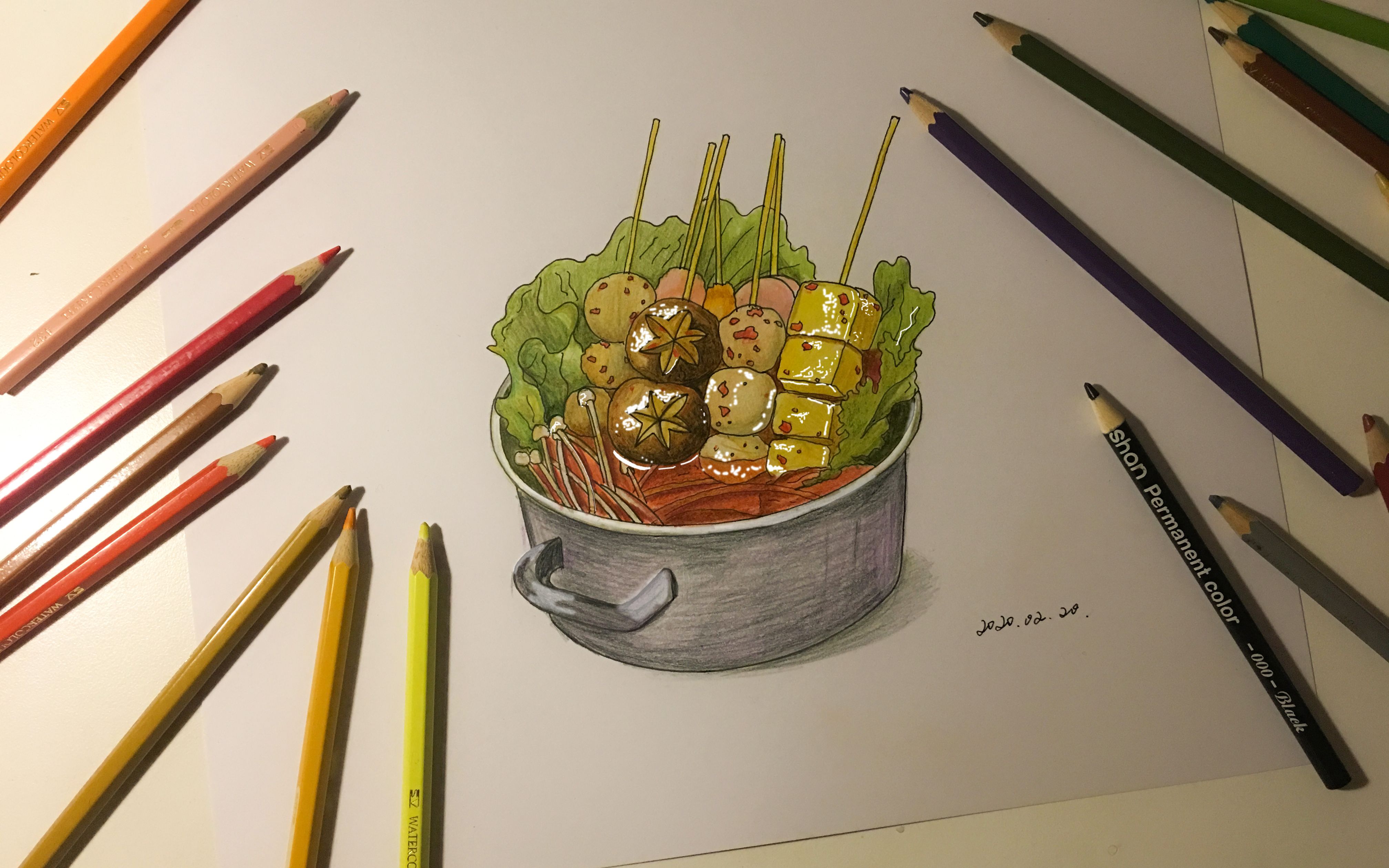 【彩铅手绘】这个寒冬,唯有火锅能够聊以慰藉