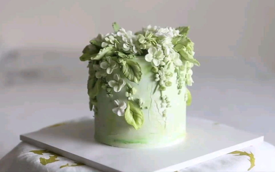 [图]【Beautiful Cake】奶油霜裱花绣球花蛋糕韩国花蛋糕‖Flower Cake_ Flower cake_ Korean Flower Cake