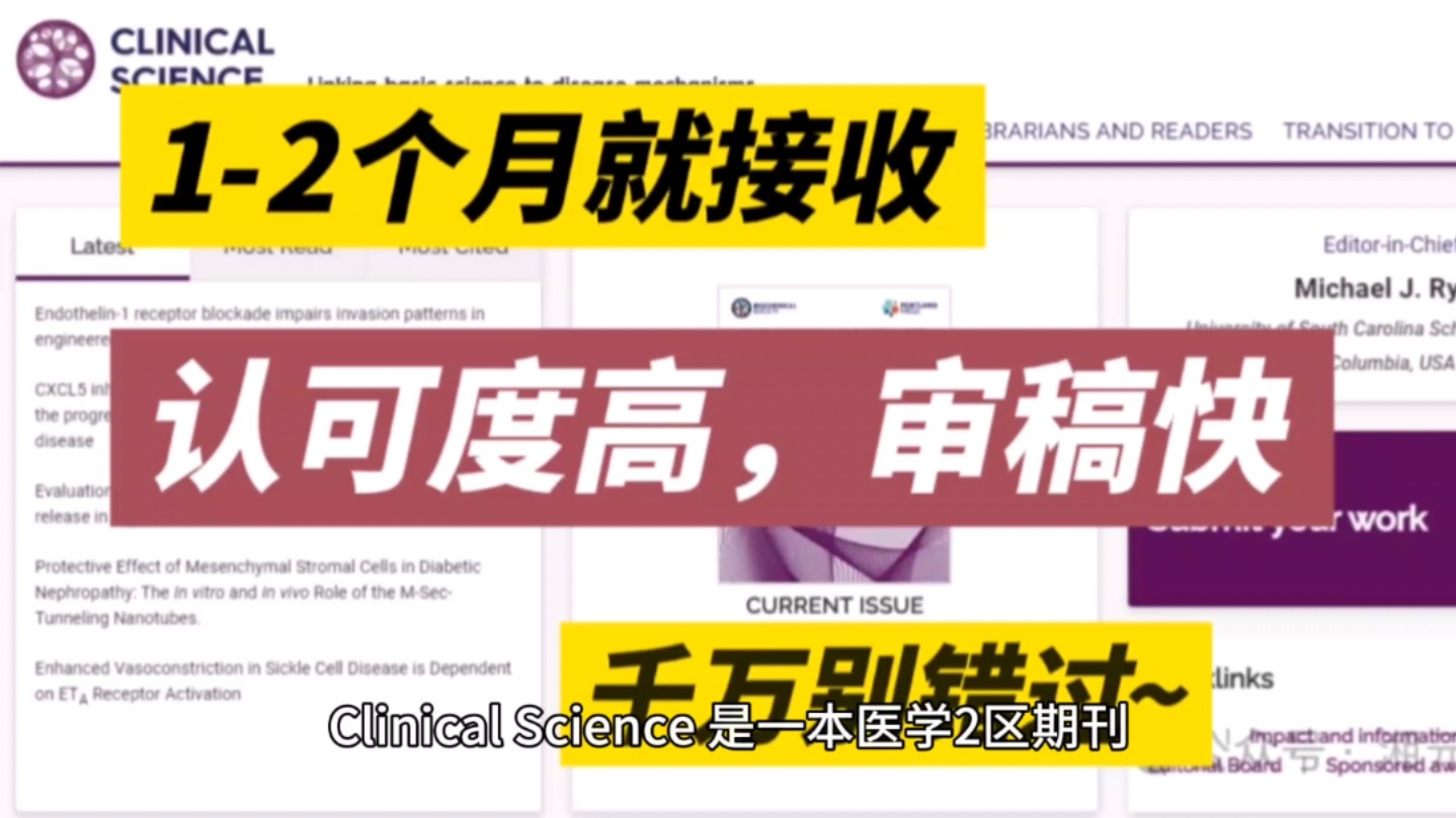 医学期刊推荐:认可度高,审稿快,12个月就接收,放心冲~哔哩哔哩bilibili