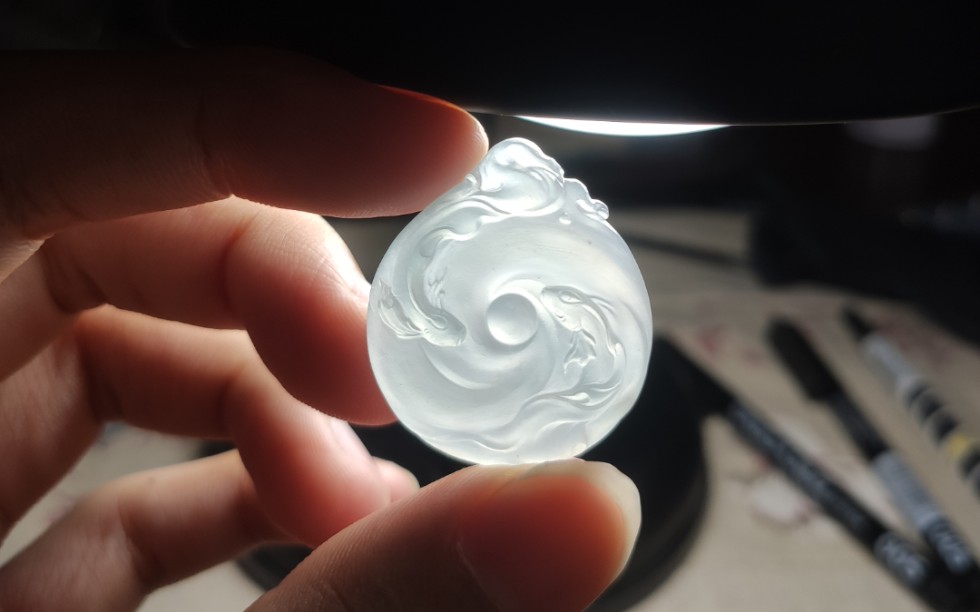 【翡翠】太极鱼,未抛光