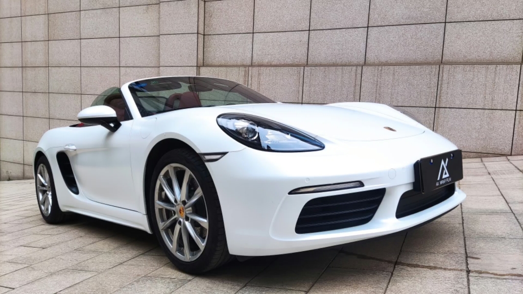 保时捷718敞篷改色贴膜电光金属白_哔哩哔哩_bilibili