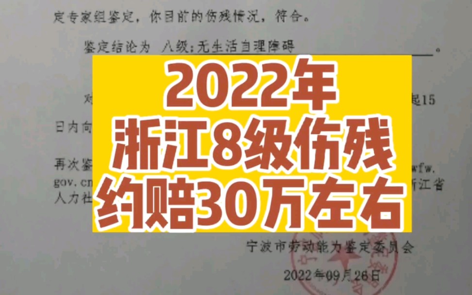 2022年,浙江工伤8级伤残,工资1万,约赔偿30万左右.哔哩哔哩bilibili