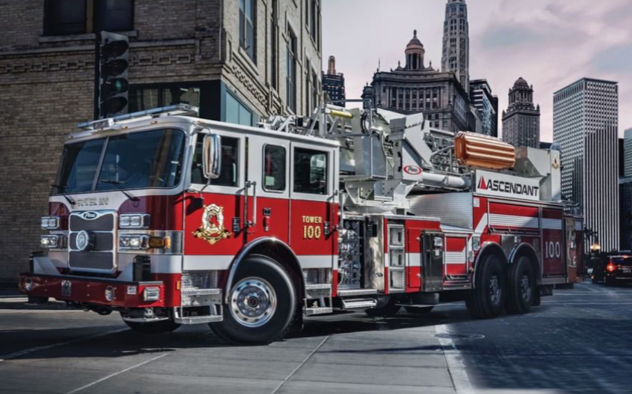 piercemfg美国皮尔斯全新一代ascendant100英尺重型云梯车新品展示片