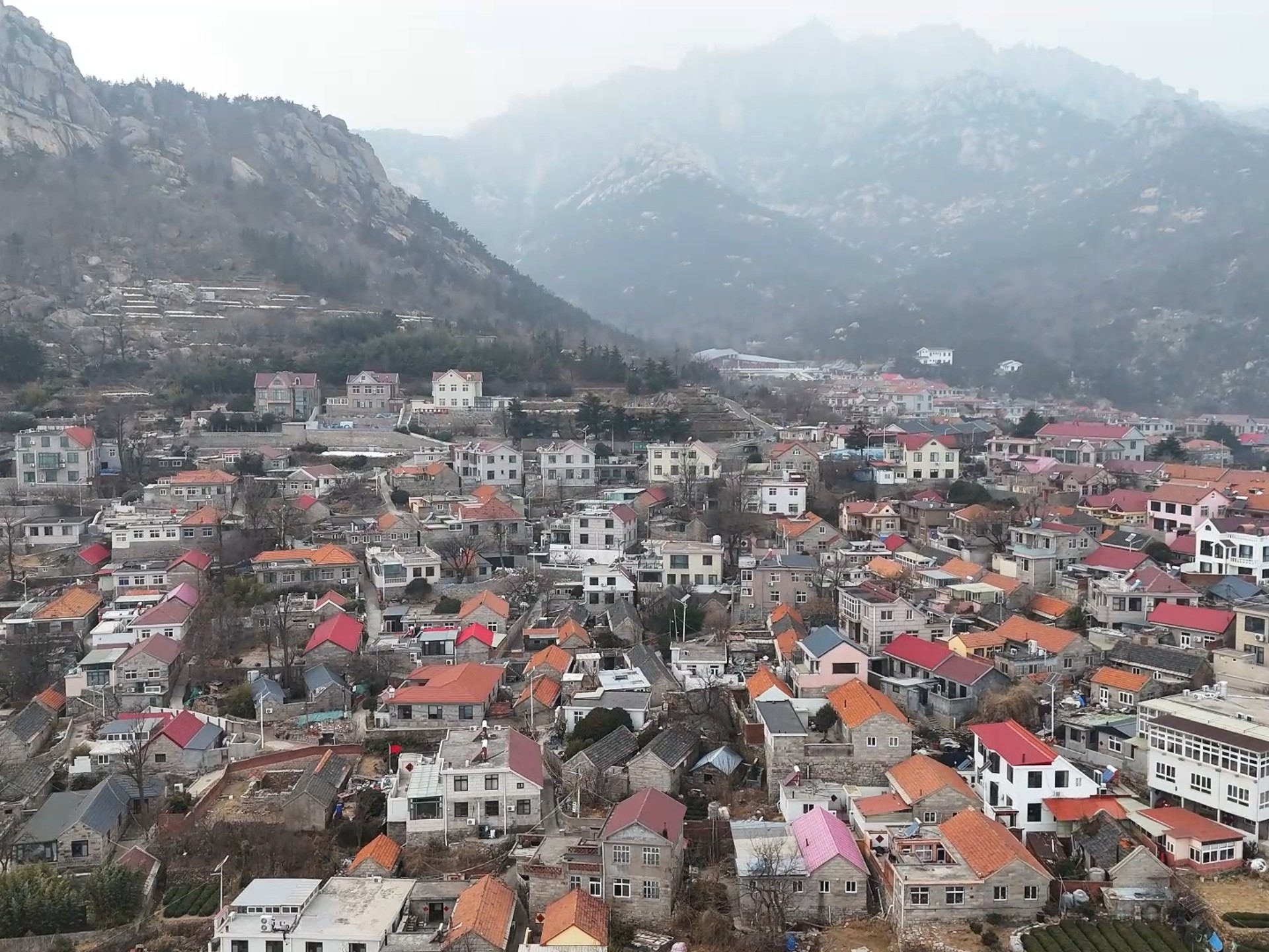 水墨画中的渔村,青岛崂山