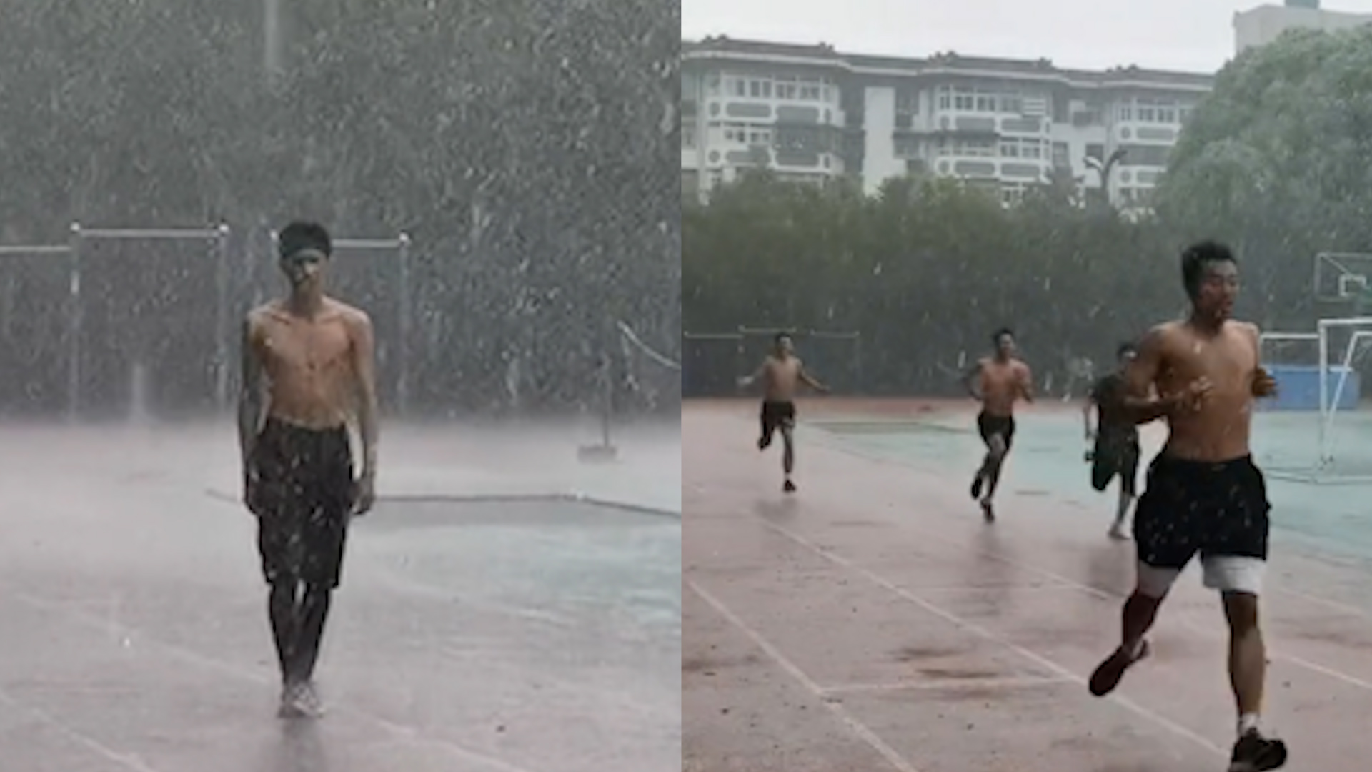 [图]体育生队长失恋雨中奔跑，全队陪着一起跑：以后酒桌离不开的话题