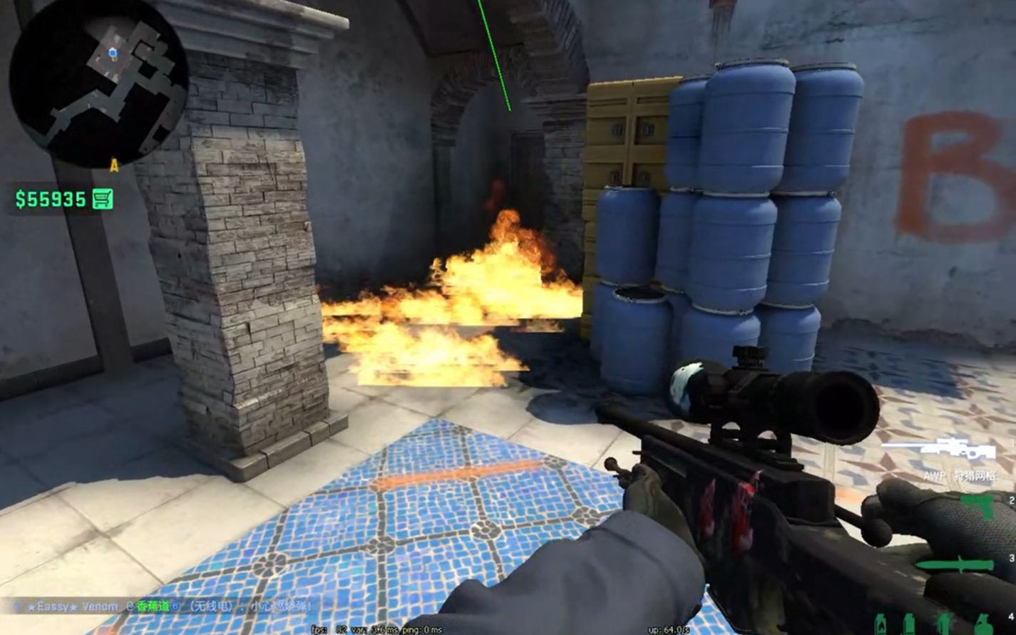 csgo inferno 炼狱小镇 b点爆烟火 a大坑单向烟