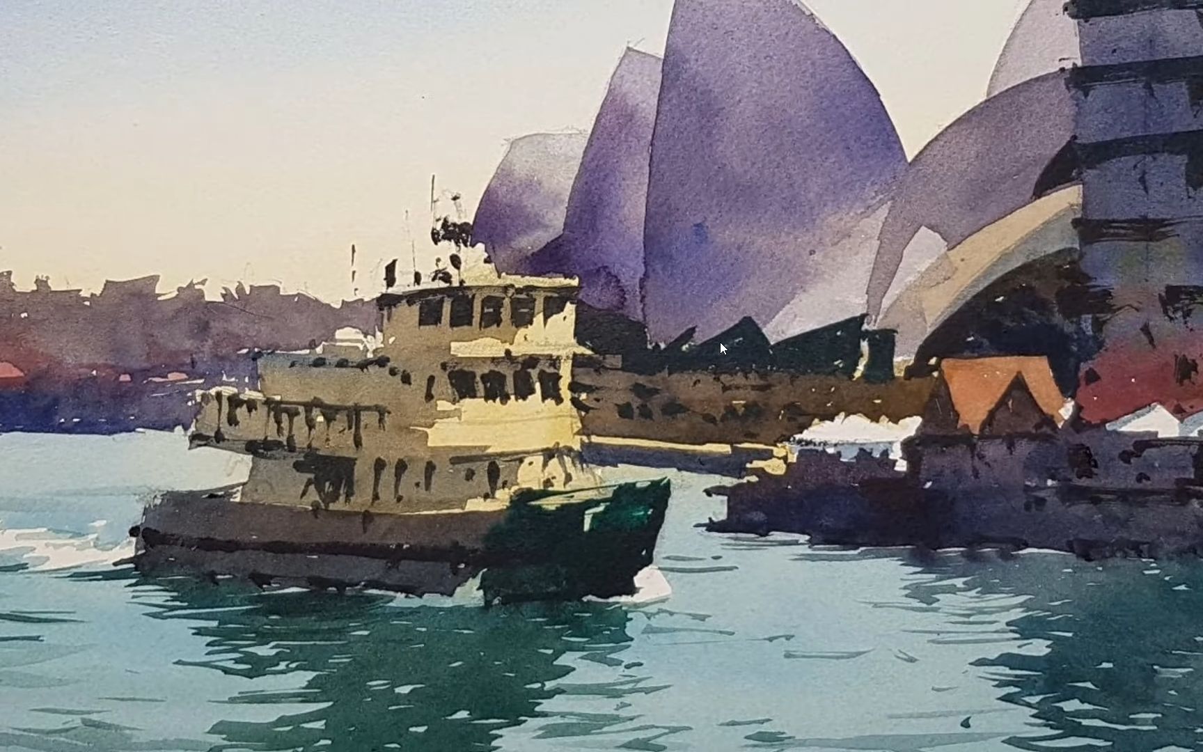 水彩风景画悉尼歌剧院