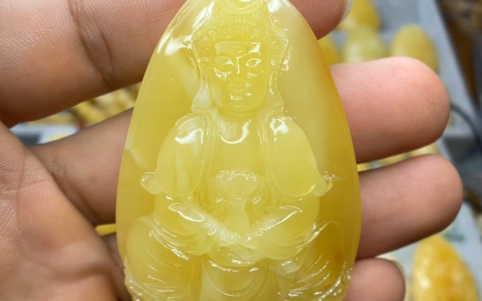 蜜蜡雕刻件观音吊坠毛衣坠