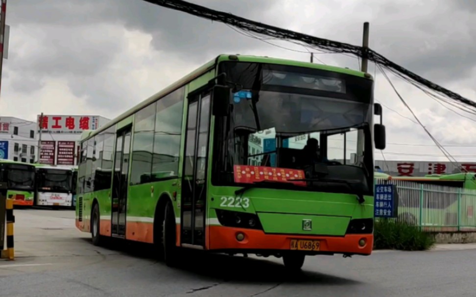 南宁公交申沃六系swb6116hg进安吉车场洗车后出场发车