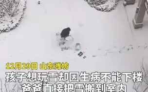 Download Video: 实力宠娃！孩子想玩雪却因生病不能下楼，爸爸直接把雪搬到屋内