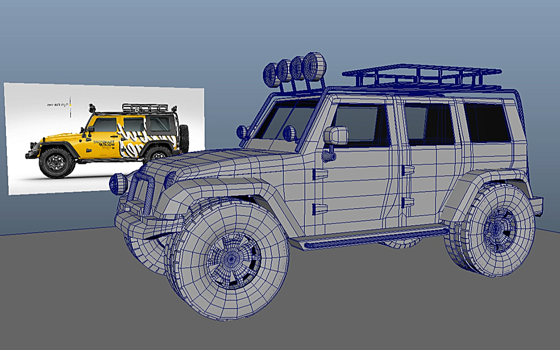 maya建模—吉普车高模建模教程,模型布线 卡线全流程讲解