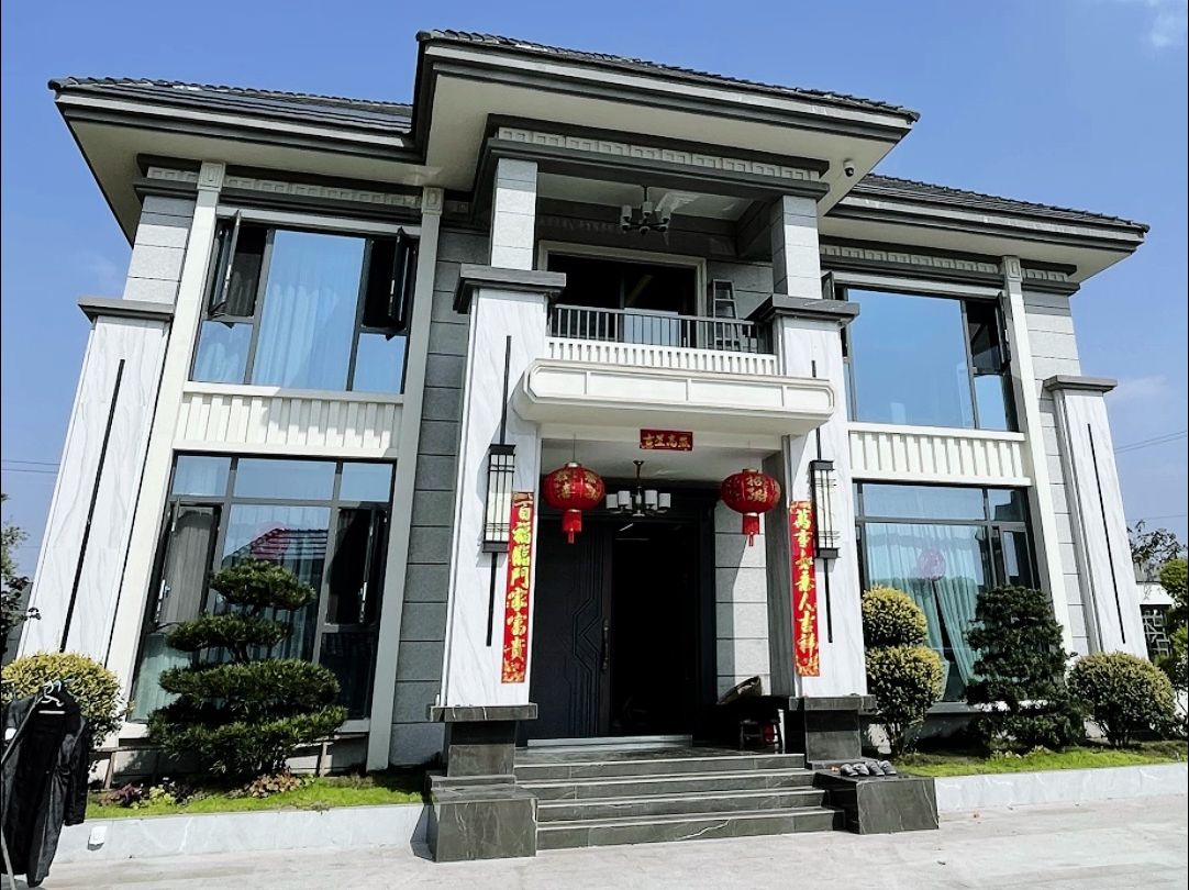 农村实用二层新中式别墅建成实景实拍