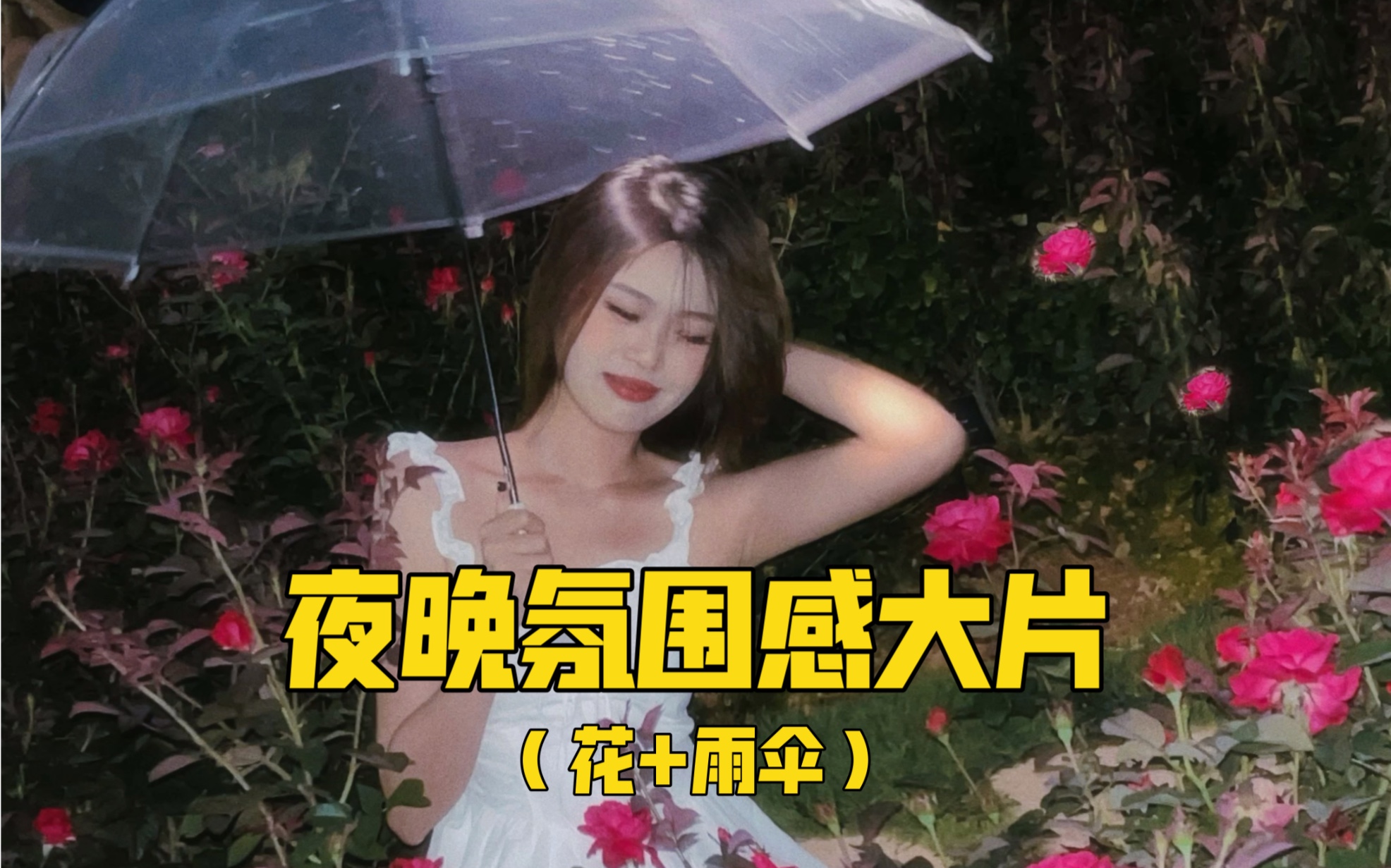 下雨天+花+雨伞=氛围感美女哔哩哔哩bilibili