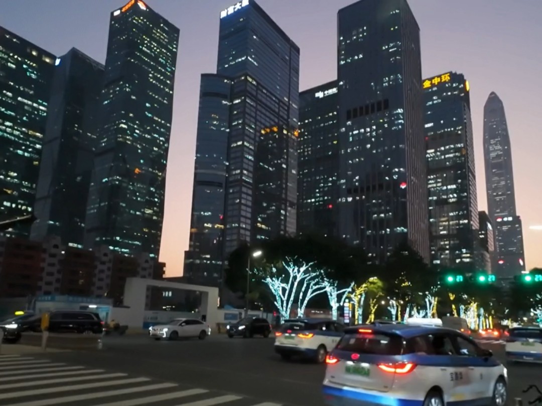 20241230 新年气氛渐浓,夜幕下深圳福田购物公园至岗厦,下班街景.哔哩哔哩bilibili