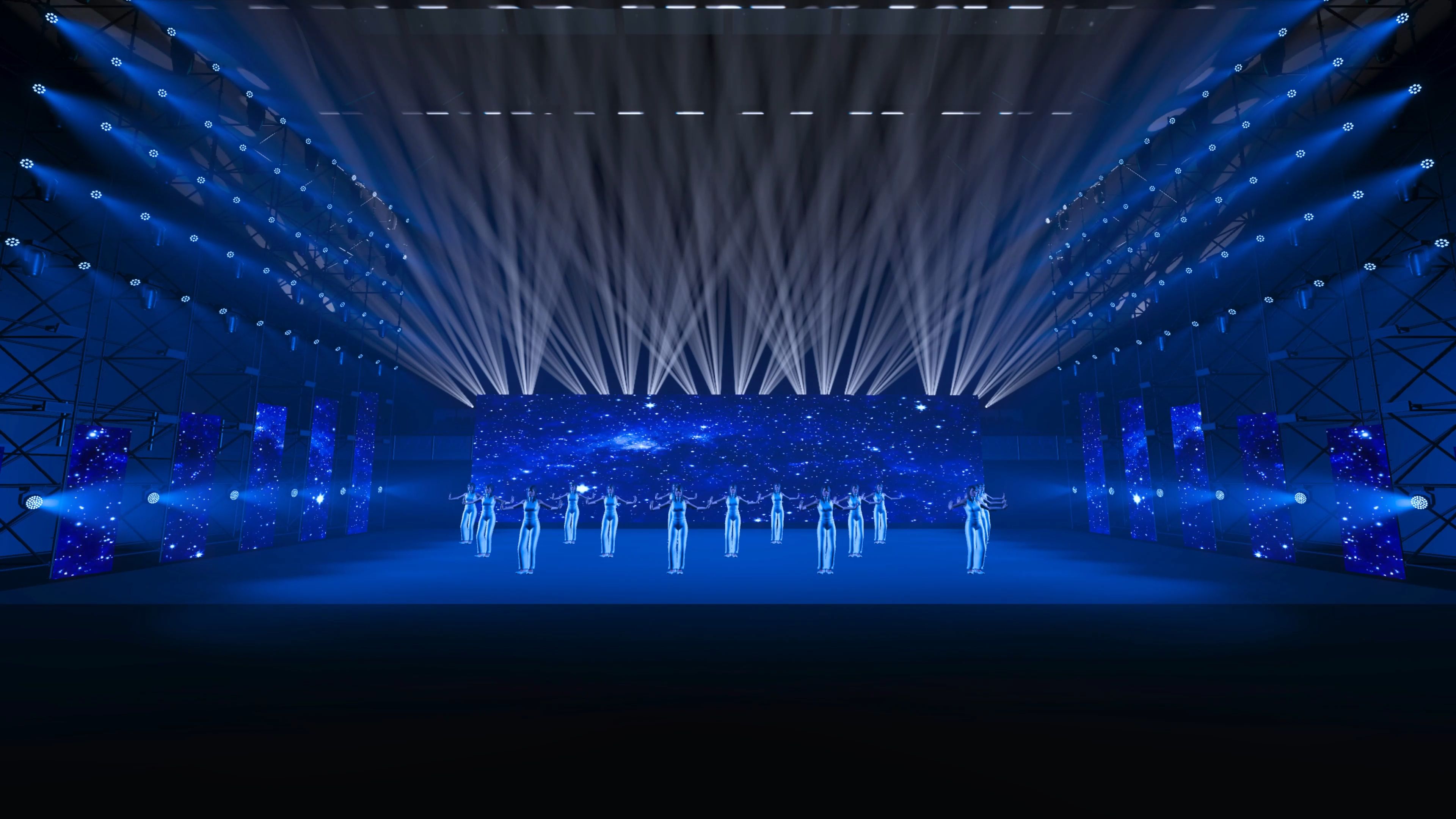 体育馆舞美预演