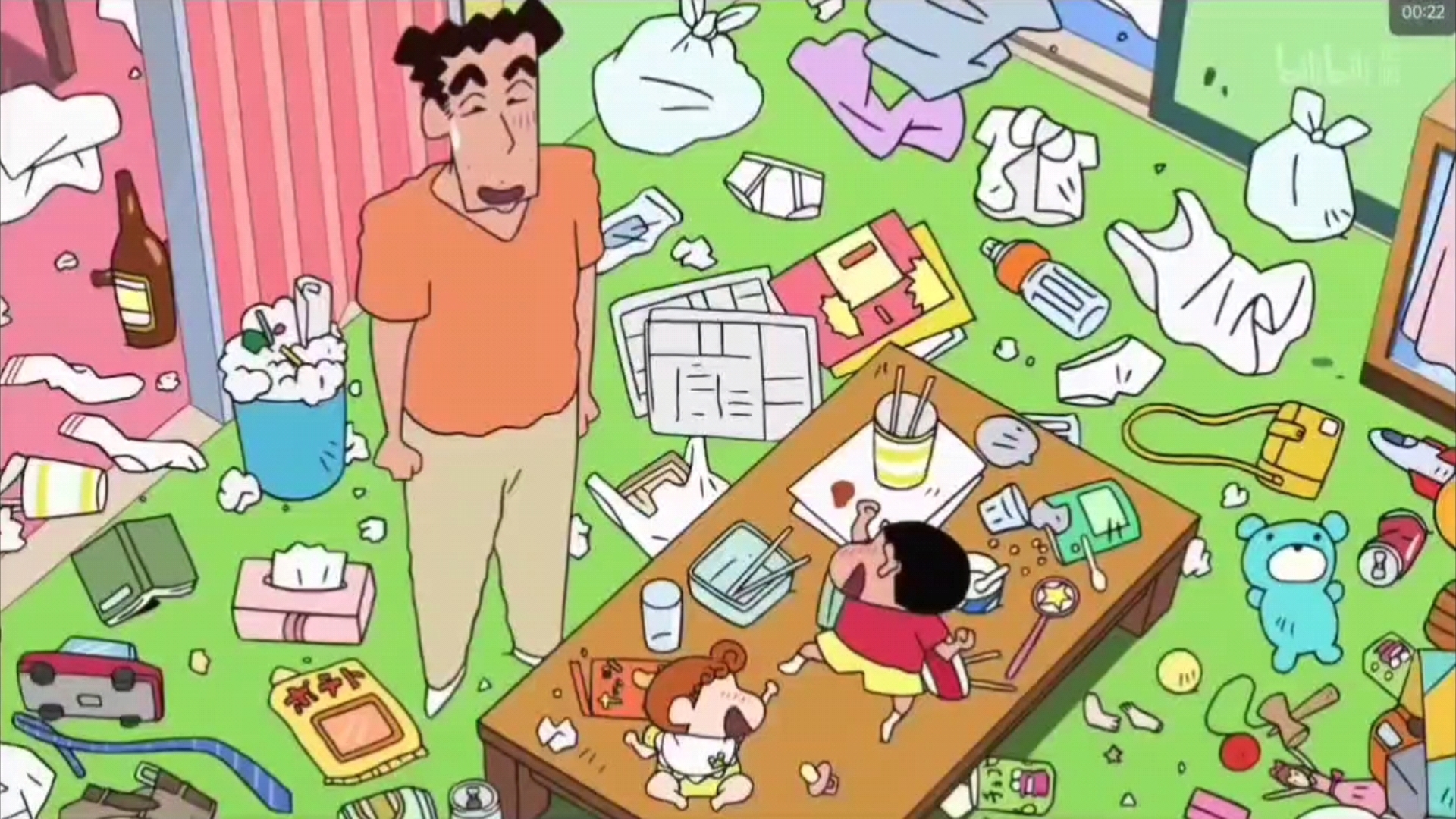 ☘️没有美伢的野原家,家里乱糟糟的如同垃圾场～🍀