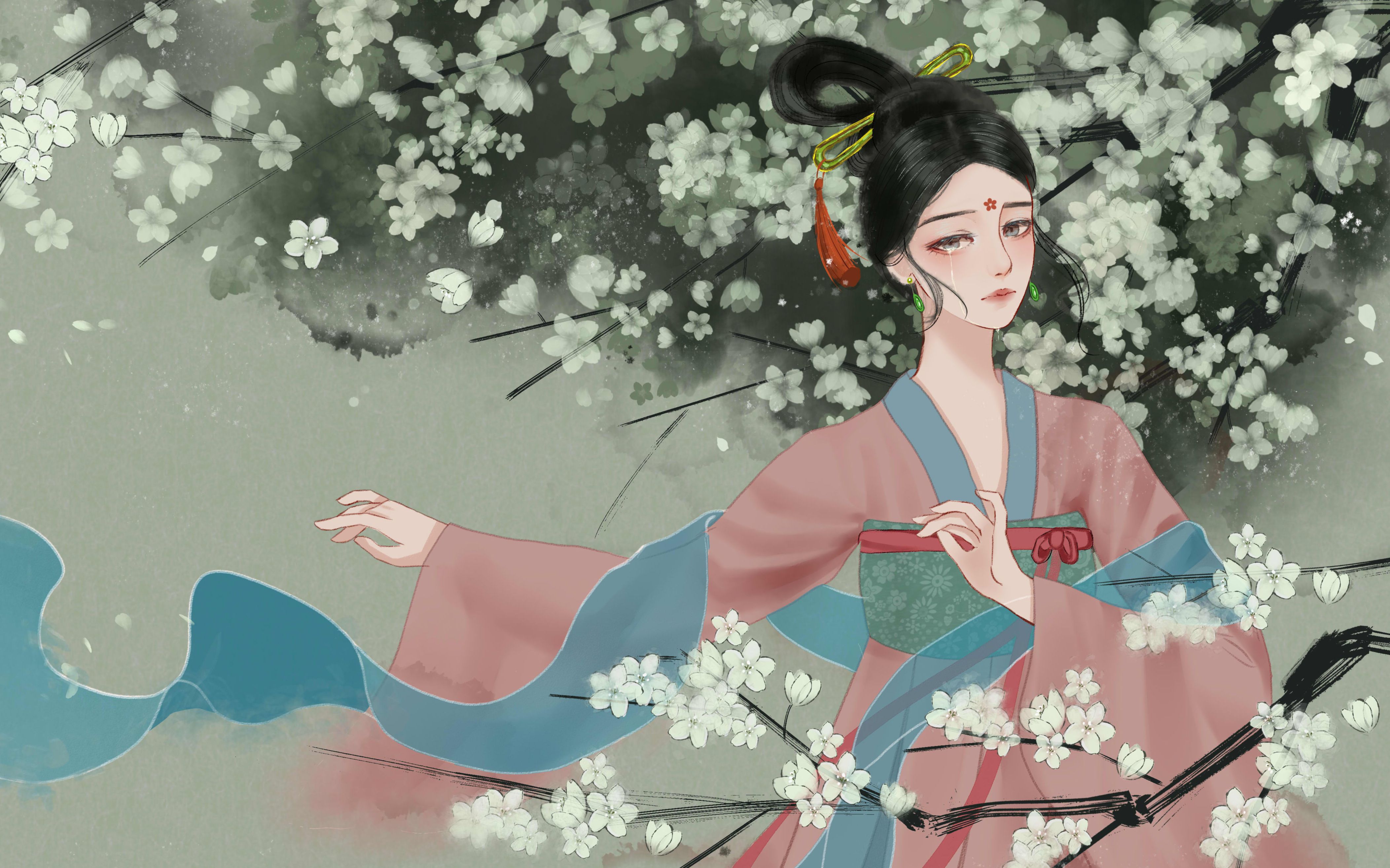 【板绘】古风水墨--愿长生【绘画过程】72.月球*病06#.毒▁ ▂ ▃