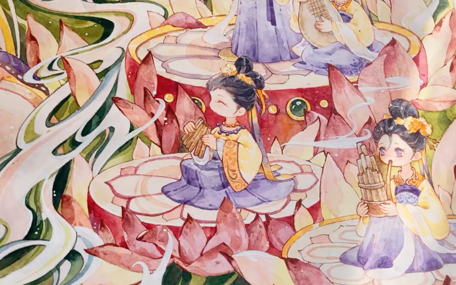 水彩|小仙女下凡,一曲仙乐飘飘