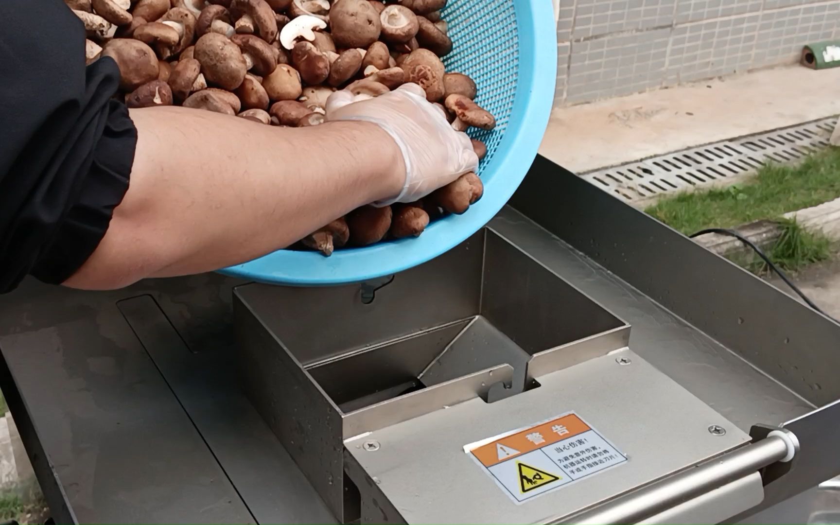 用肉片机切香菇