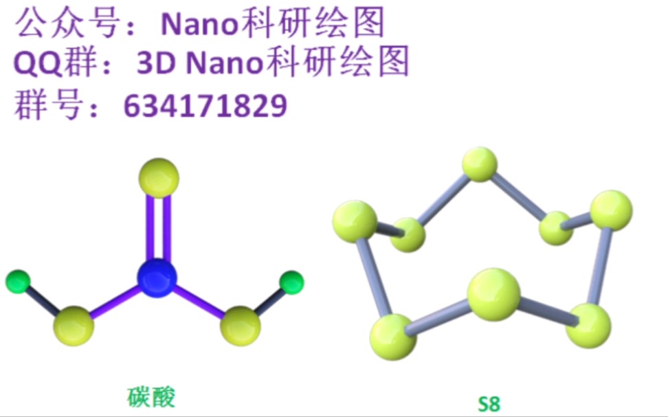 科研绘图教程碳酸球棍模型