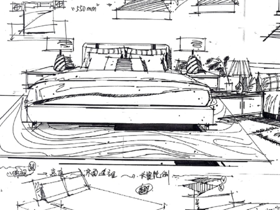 基础手绘04丨一点透视床单体