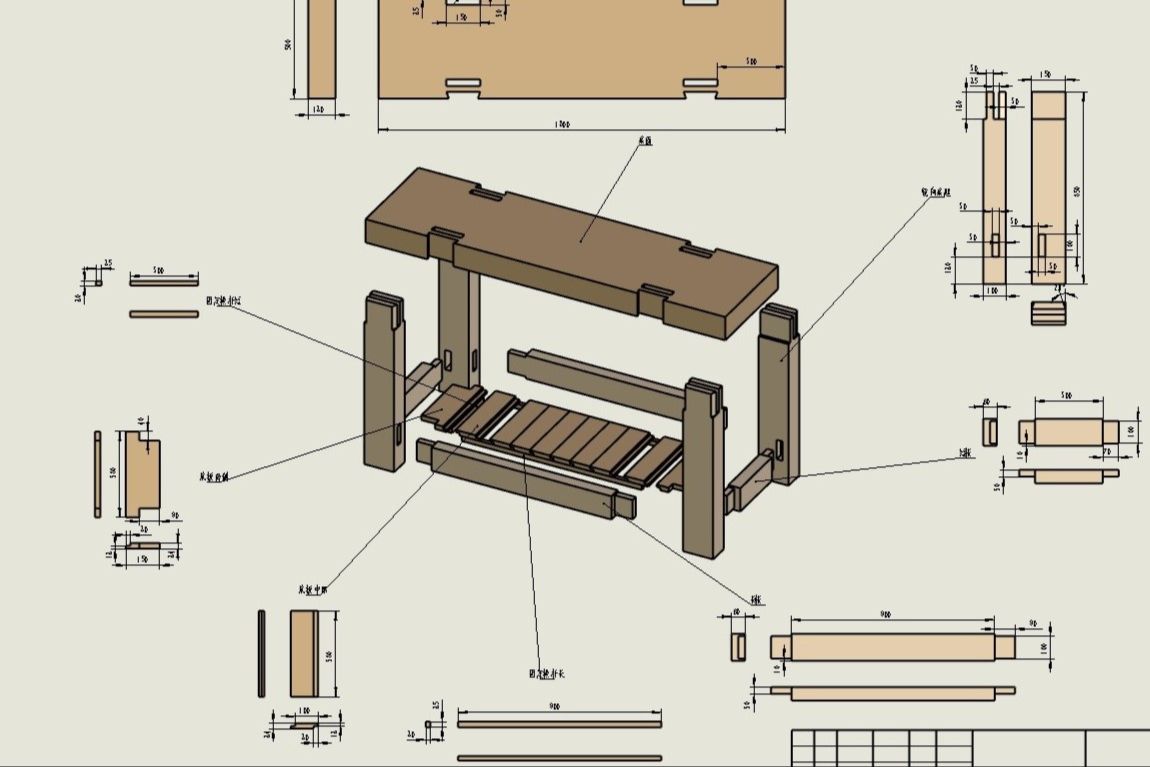 实木桌子制作图纸图片