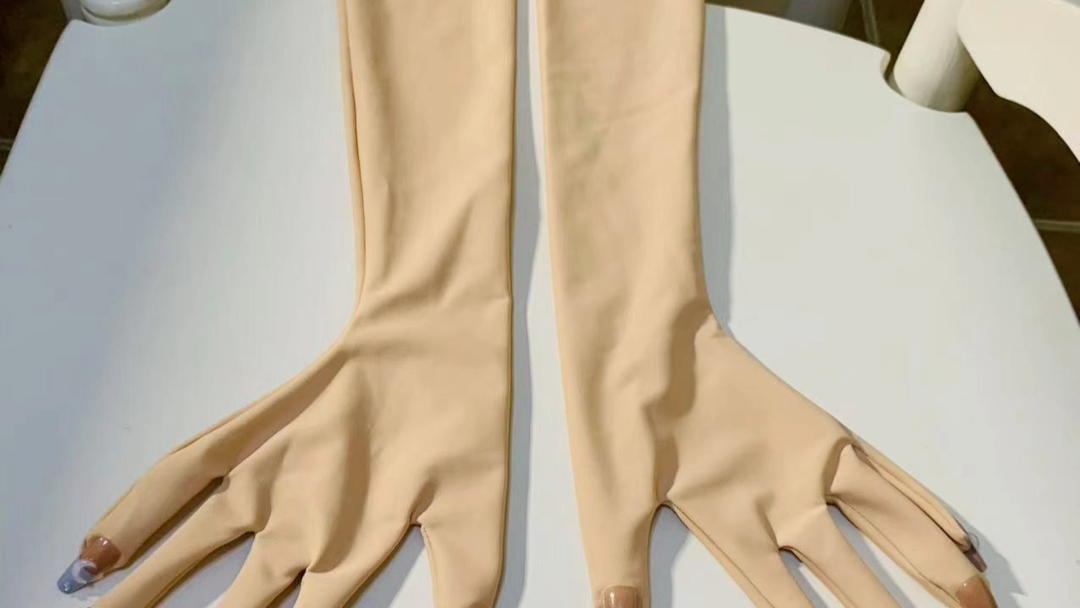 kigurumi肤色带星月玛卡蓝美甲cos长手套,尺码齐全,s/m/l 都有,手套