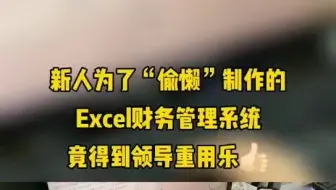 新人为了偷懒，制作的excel财务管理系统，竟得到了老板的重用