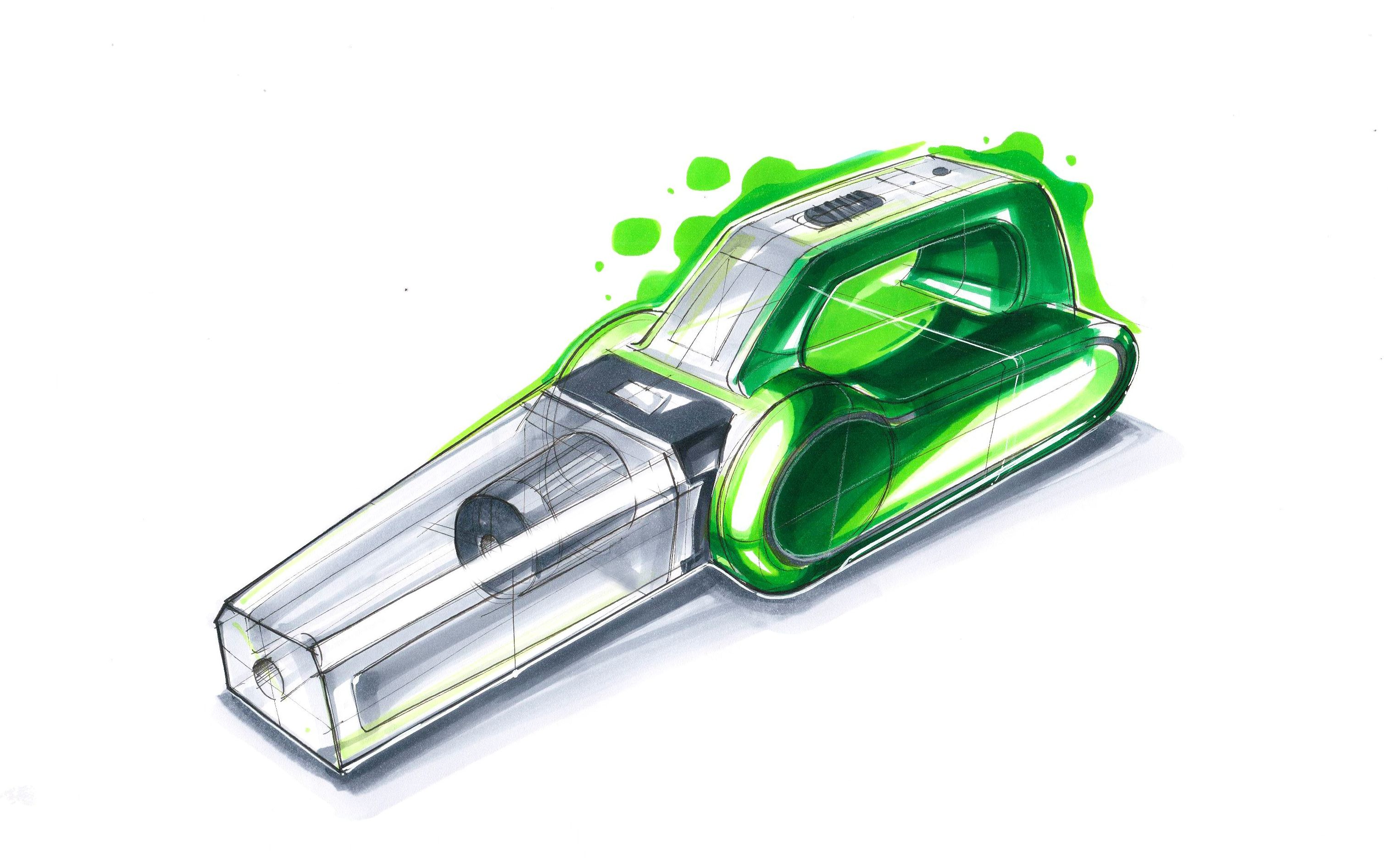 【工业设计手绘—手持吸尘器】画产品手绘时你有考虑过cmf相关的内容