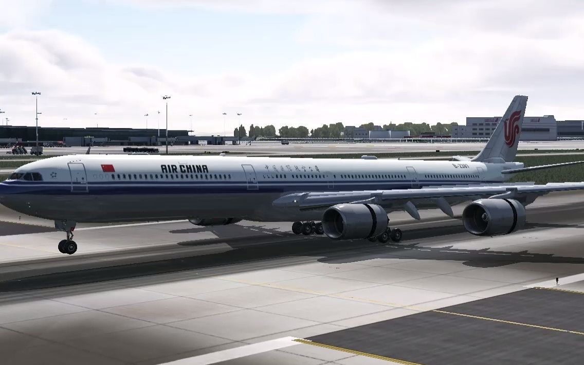 【xplane11】国航空客340稳落浦东_模拟飞行