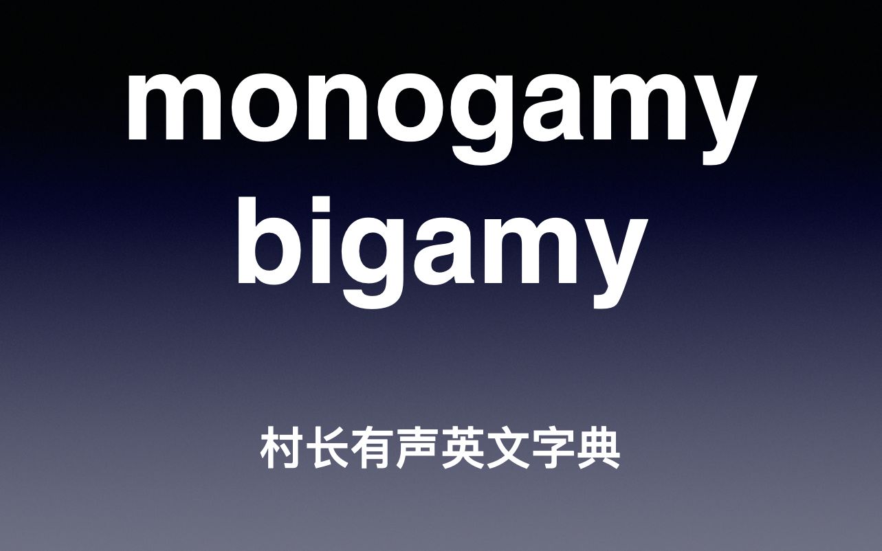 monogamy & bigamy 《村长有声英文字典》哔哩哔哩bilibili