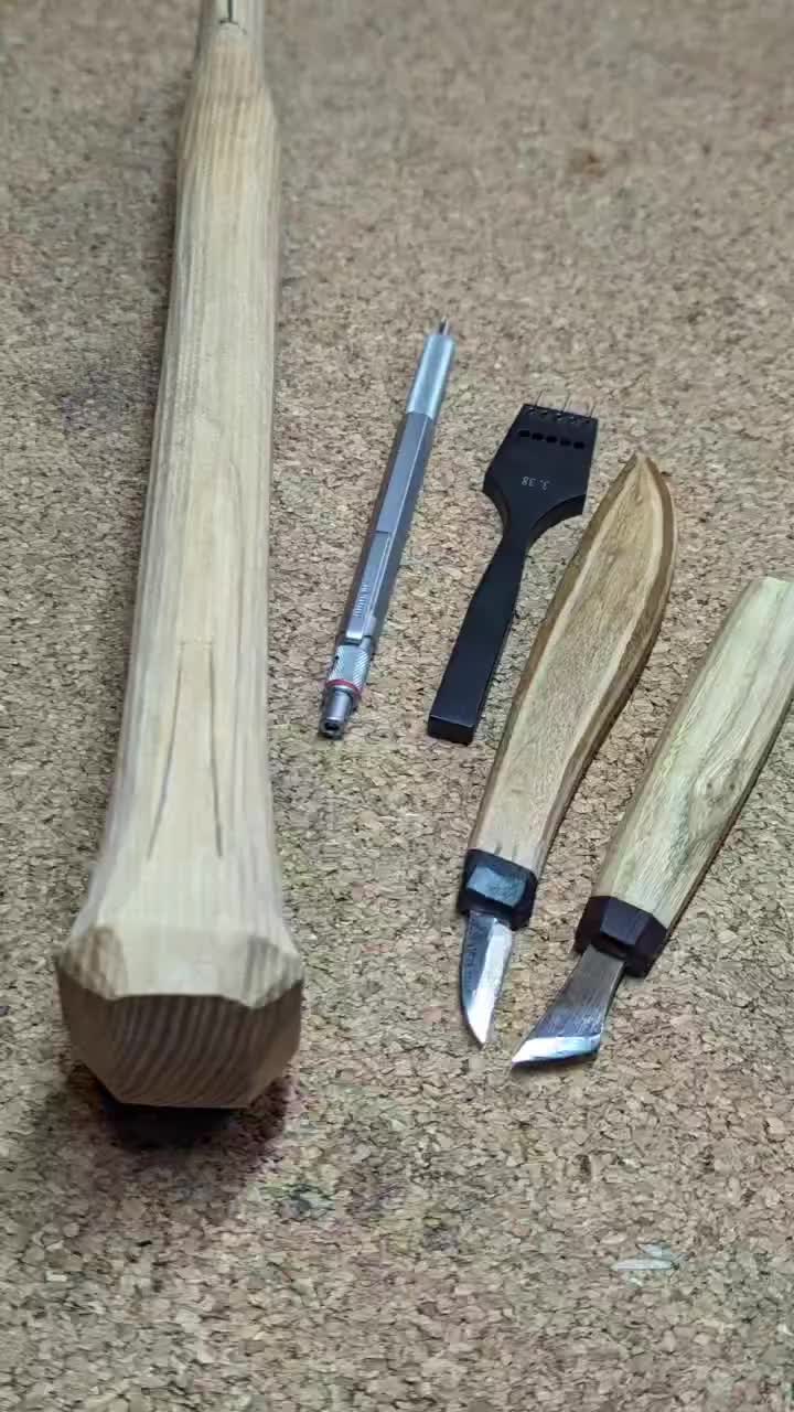 【木工工具篇】雕刻斧 斧柄雕刻 花片雕刻
