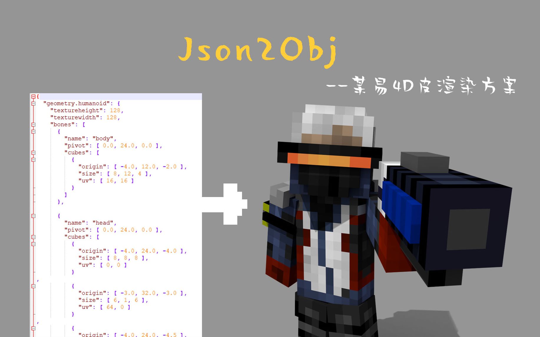 minecraft高能如何製作某易4d皮膚渲染圖json2obj