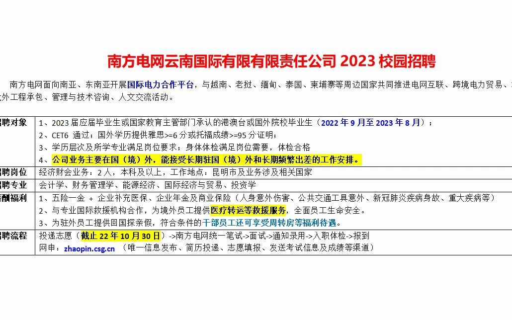 南方电网云南国际有限公司23年校招开启,和一般电网公司不同哔哩哔哩bilibili