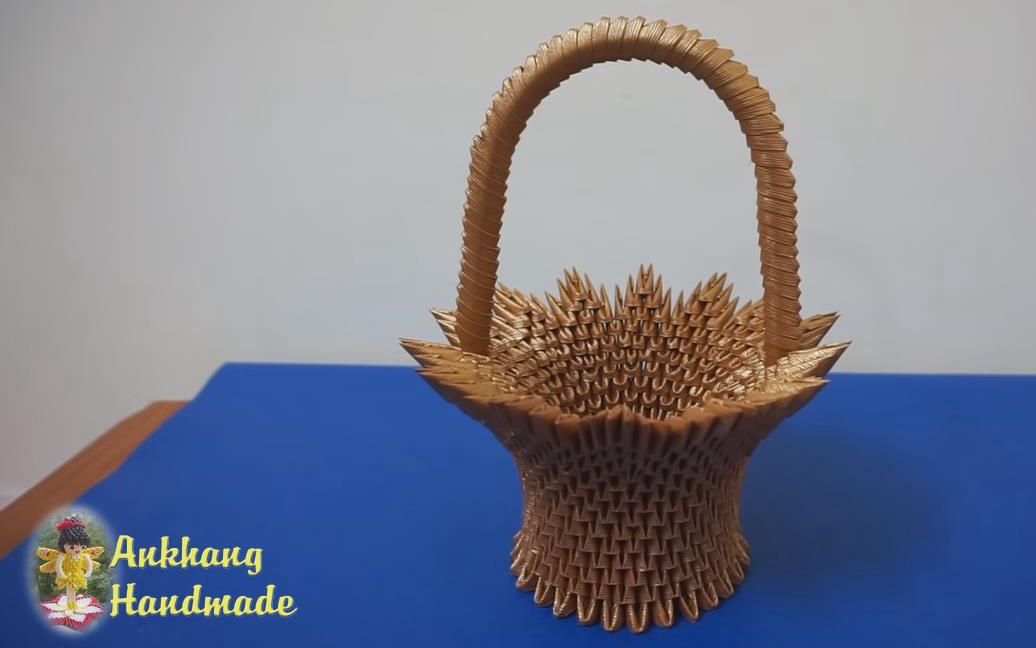 三角插工艺教程如何制作3d折纸花篮